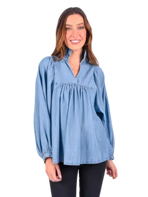 EMILY MCCARTHY Stella Top- Denim Chambray