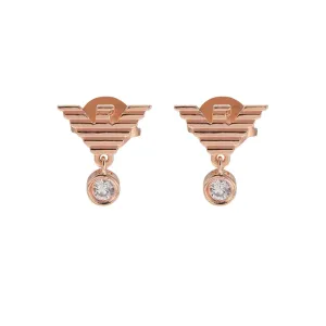 Emporio Armani Rose Gold-Plated Sterling Silver CZ Key Basics Stud Earrings