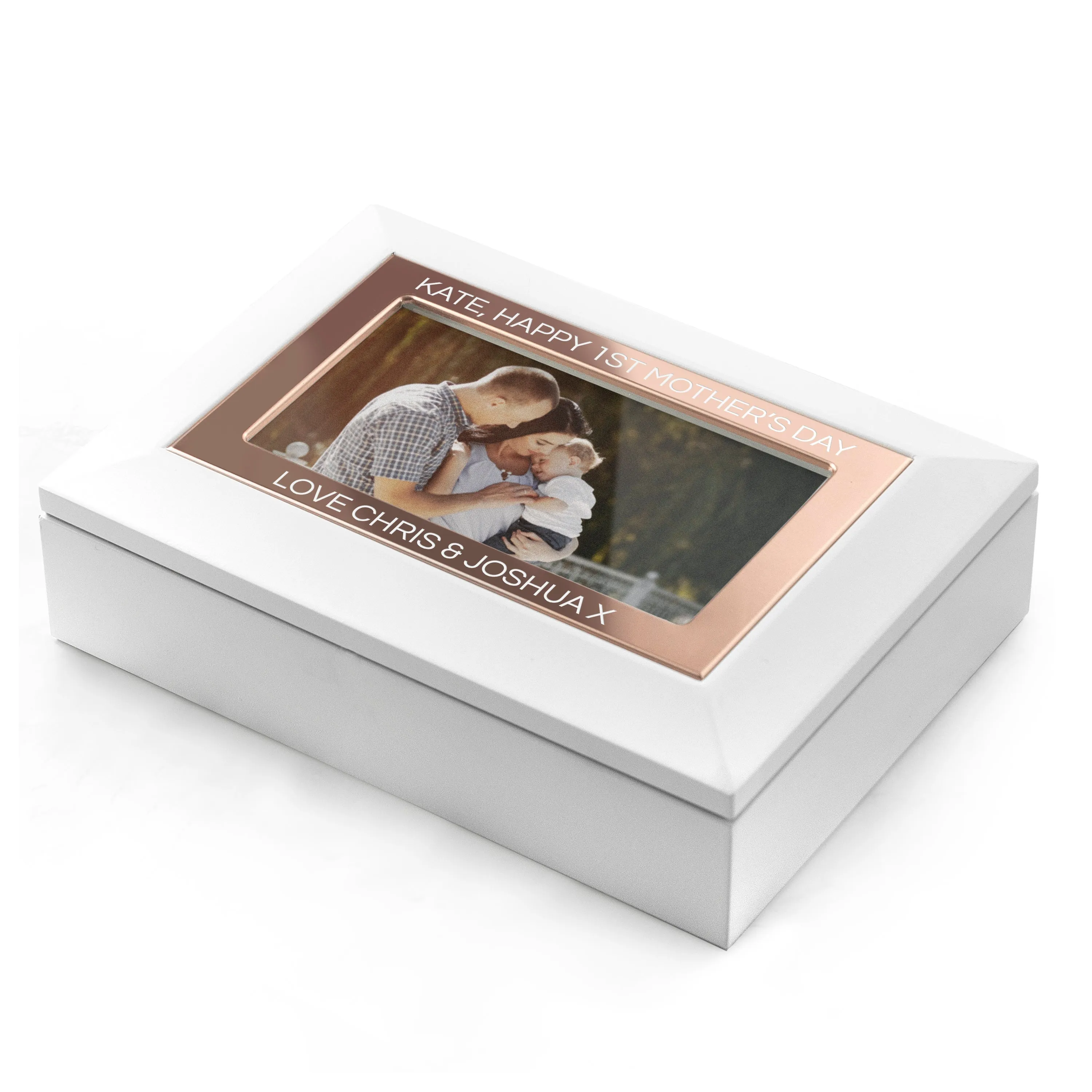 Engraved Jewelry Box - White and Rose Gold