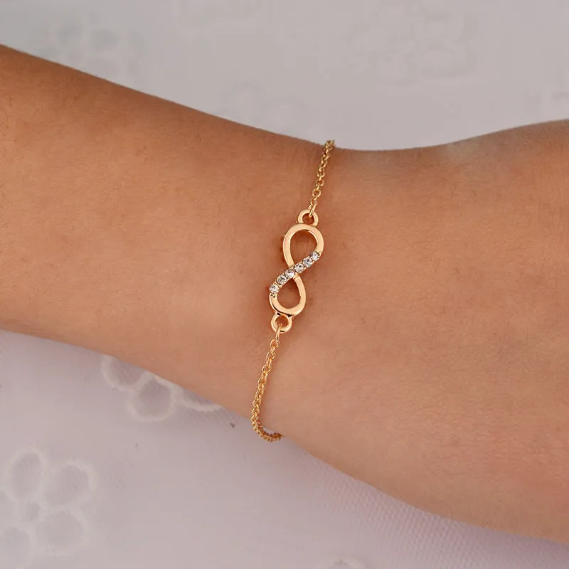 European And American Infinite Fgure 8 Rhinestone Bracelet