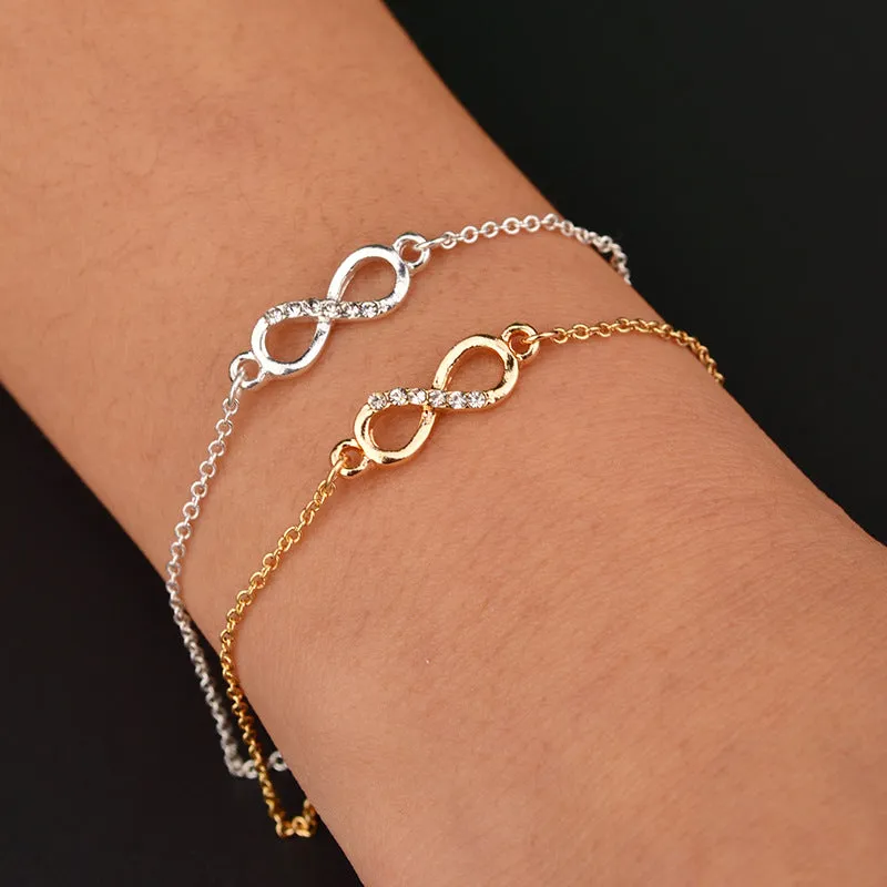 European And American Infinite Fgure 8 Rhinestone Bracelet