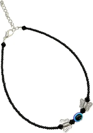 Evil Eye Anklet Bracelet Handmade Black Beads Crystal Adjustable Foot Jewelry Waterproof Chain Anklets Jewelry Gifts for Her Women Mom Wife Girlfriend Summer Beach