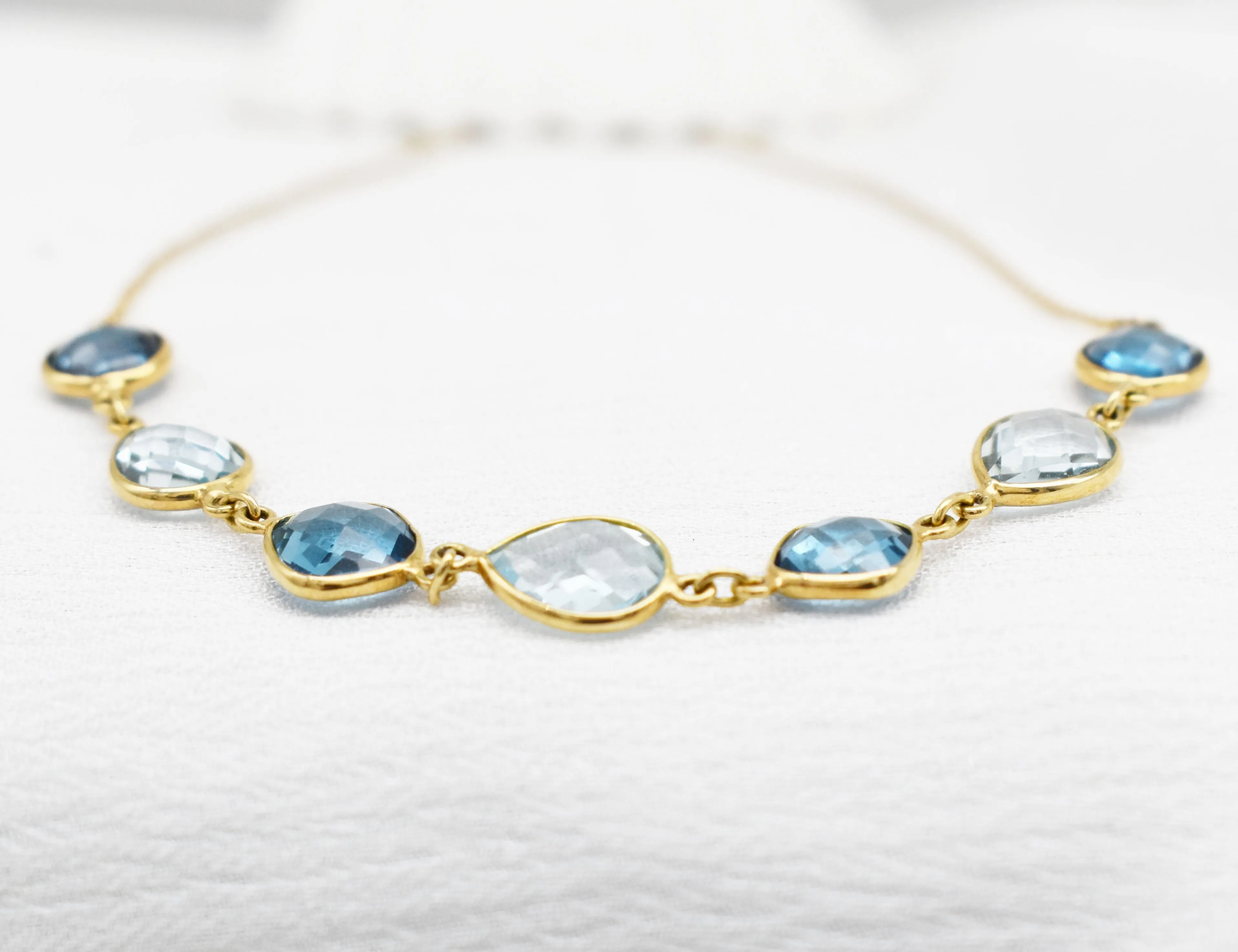 Exquisite London Sky Blue topaz Multi-stone necklace