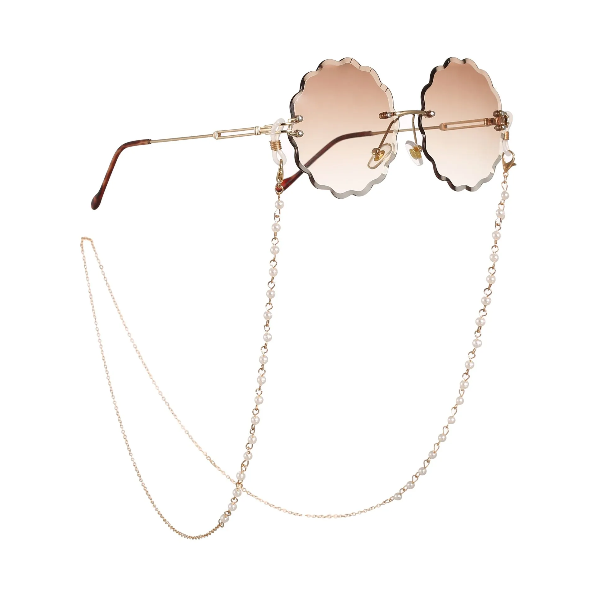 Fashion Reading Glasses Chain for Women Metal Sunglasses Cords Pearl Beaded