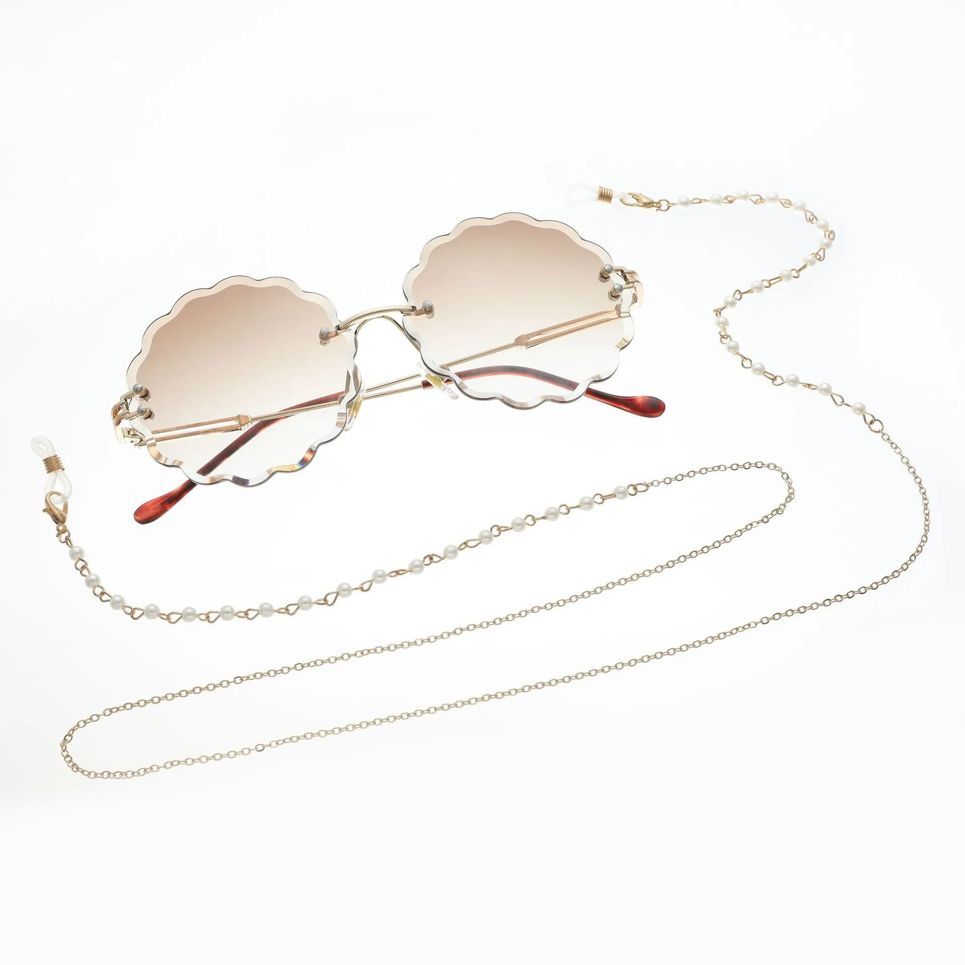 Fashion Reading Glasses Chain for Women Metal Sunglasses Cords Pearl Beaded