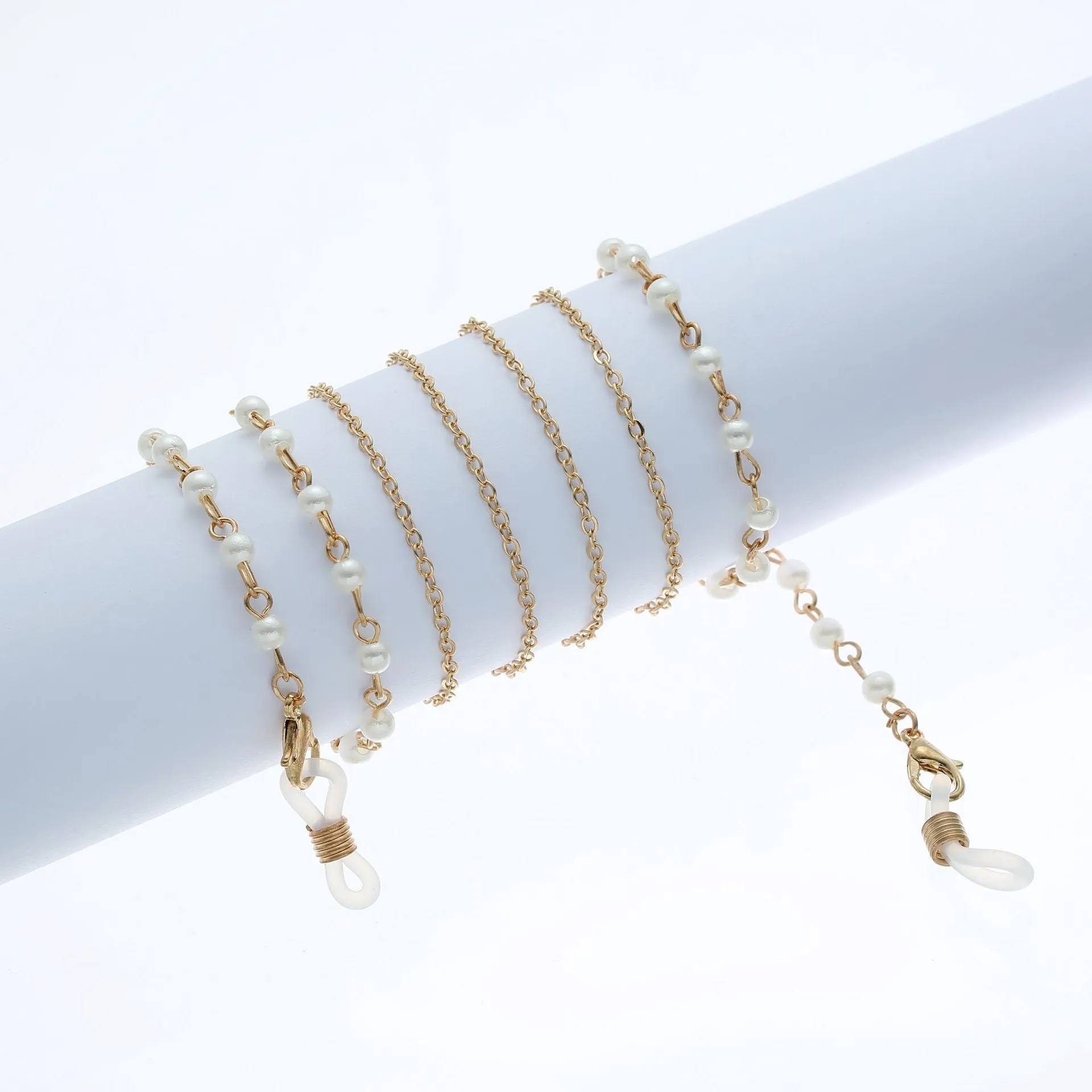 Fashion Reading Glasses Chain for Women Metal Sunglasses Cords Pearl Beaded