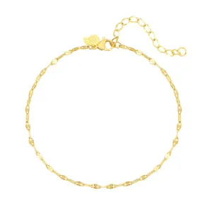 Flattened Rolo Chain Anklet Gold