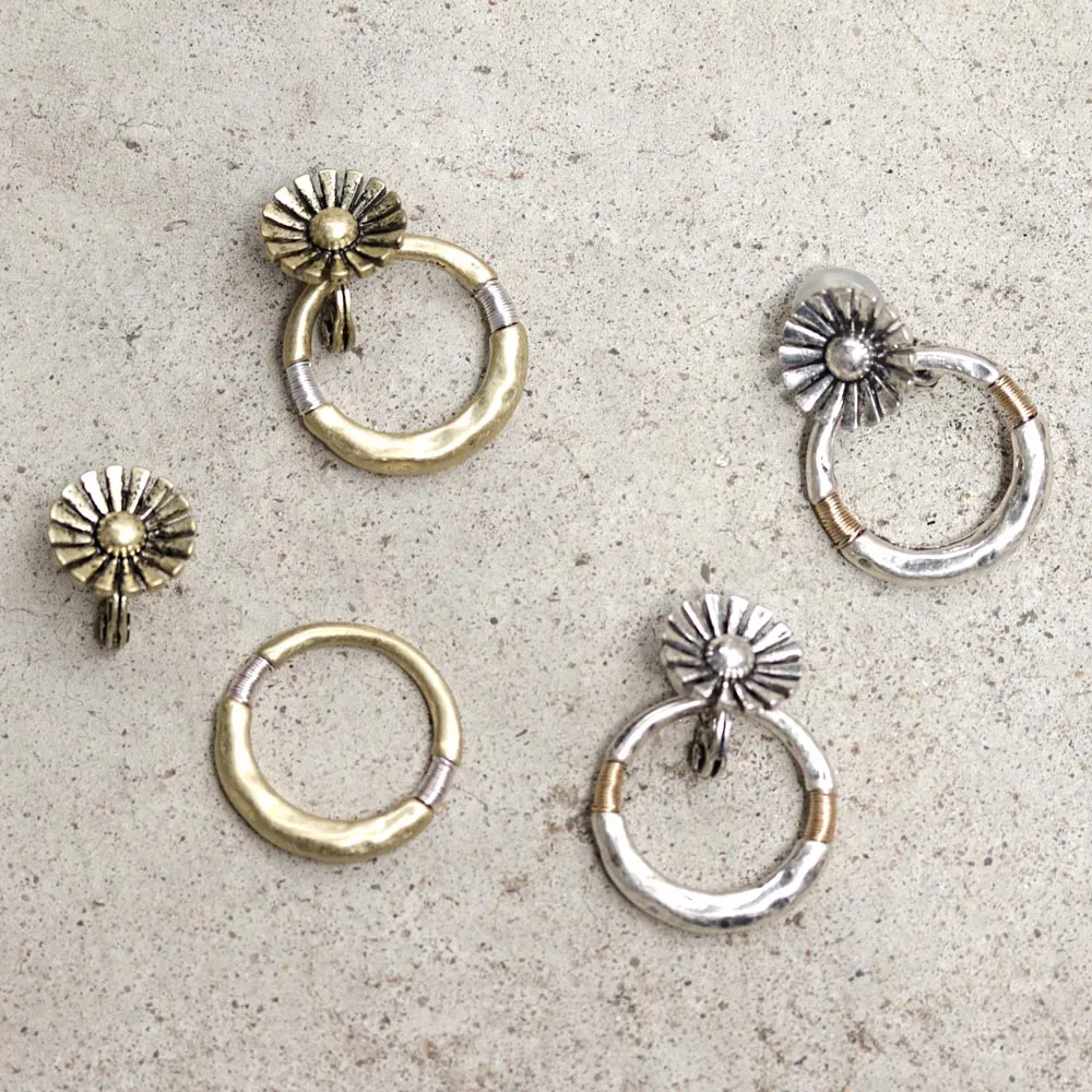 Flower Hoop Multiway Padded Clip On Earrings