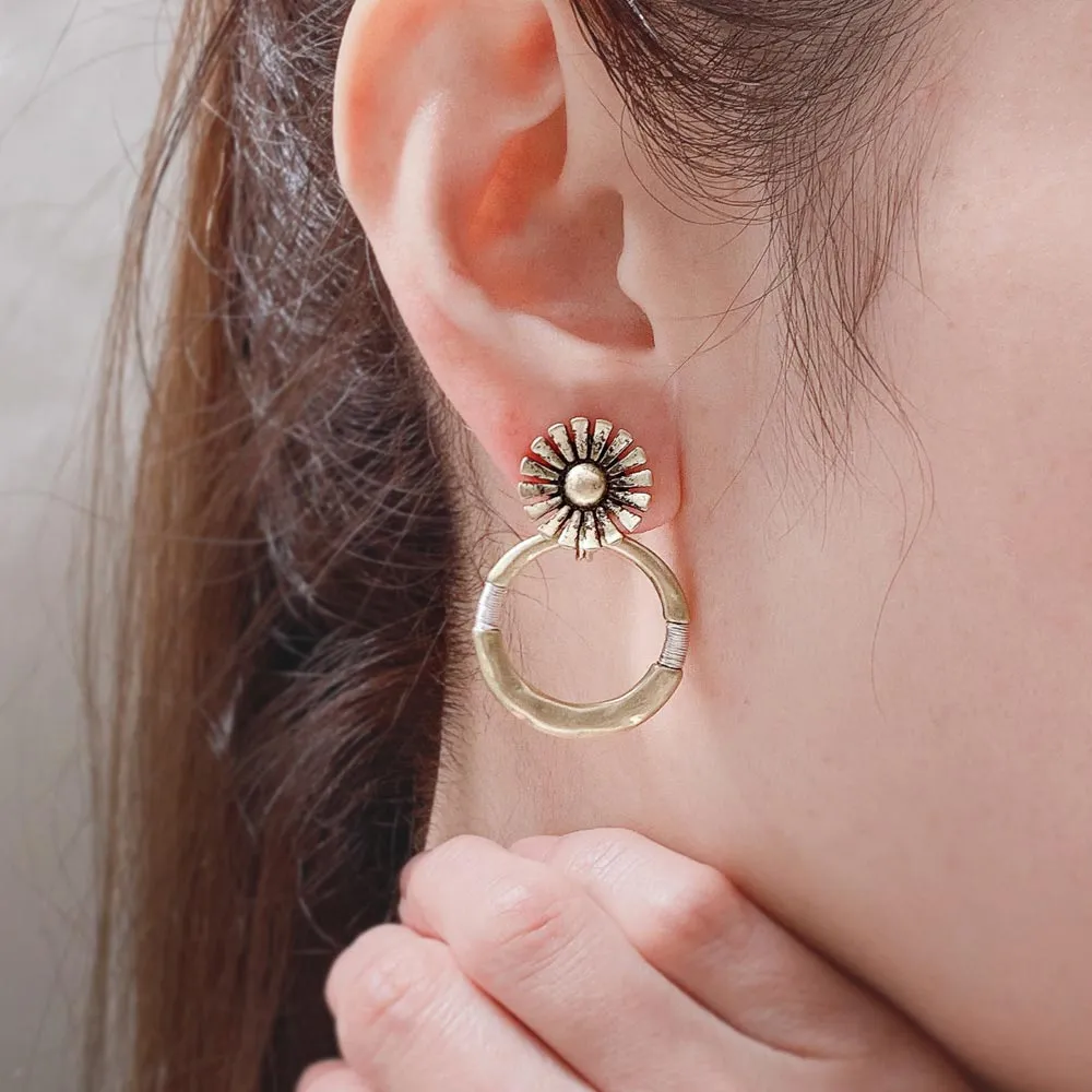 Flower Hoop Multiway Padded Clip On Earrings