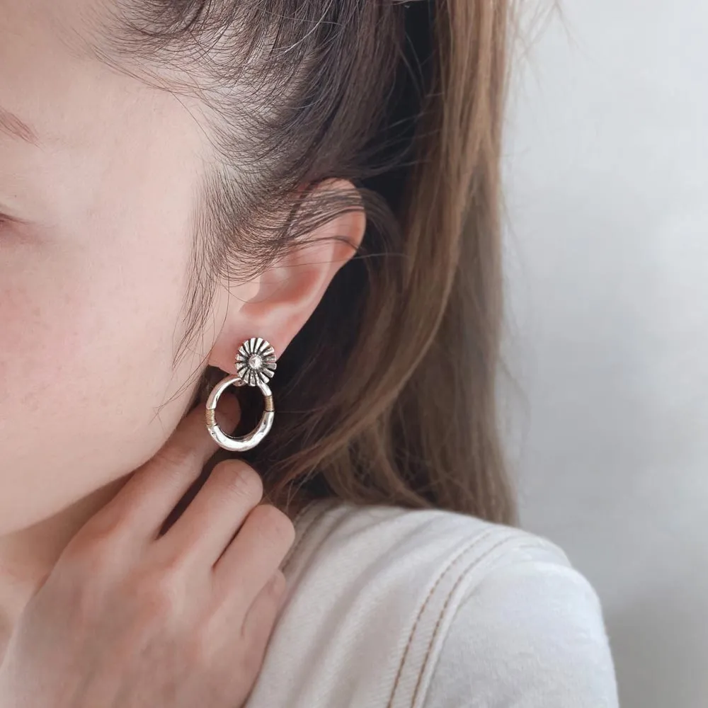 Flower Hoop Multiway Padded Clip On Earrings