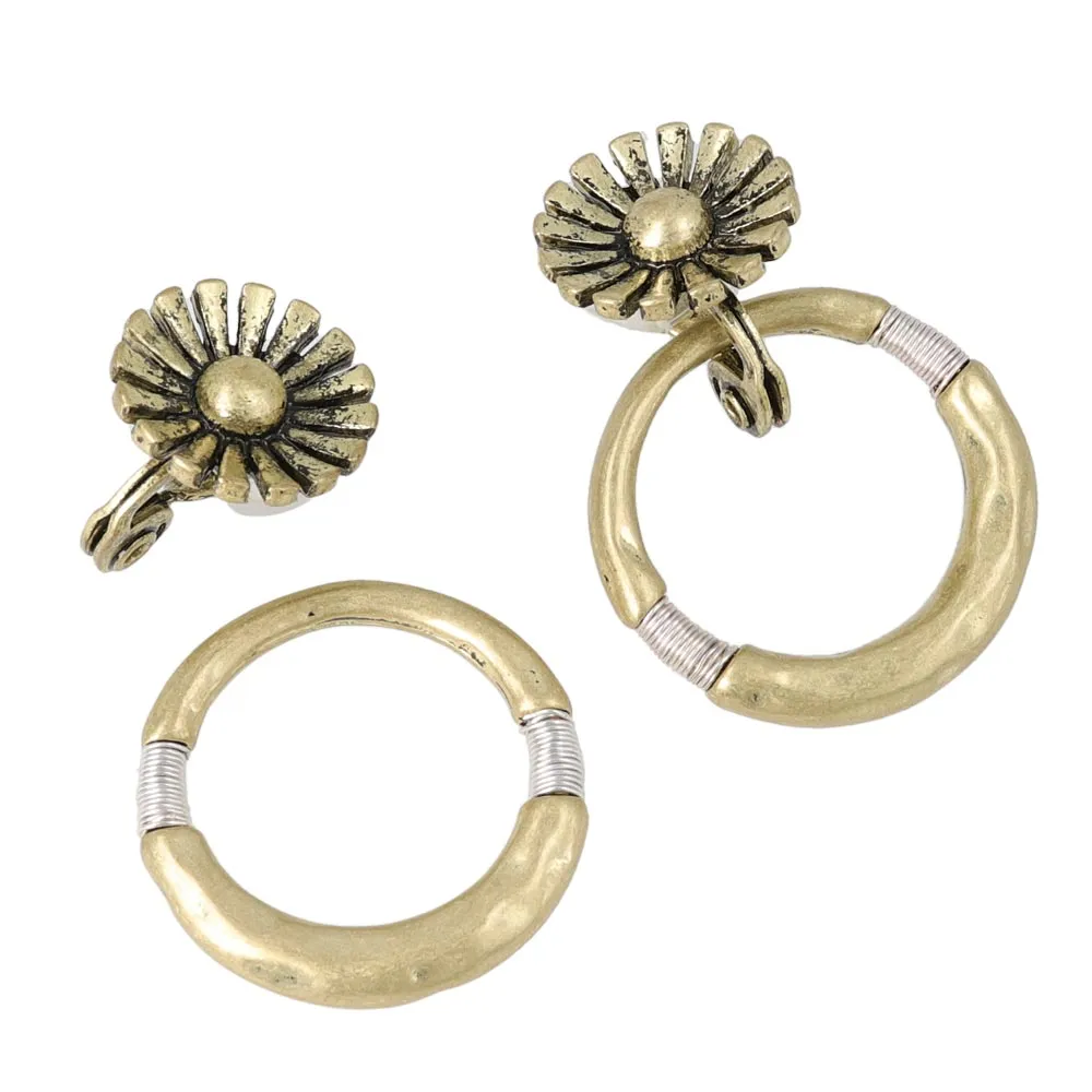 Flower Hoop Multiway Padded Clip On Earrings
