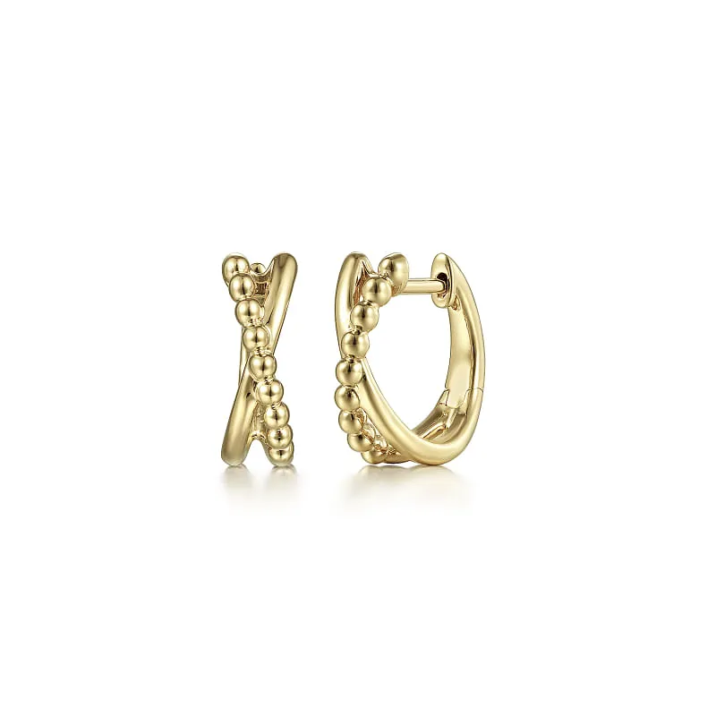 Gabriel & Co | 14K Yellow Gold Bujukan Twisted Huggie Earrings