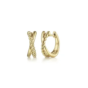 Gabriel & Co | 14K Yellow Gold Bujukan Twisted Huggie Earrings