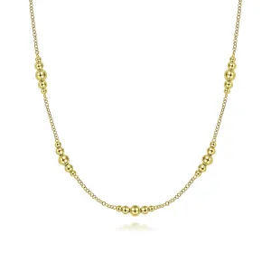 Gabriel & Co | 14K Yellow Gold Graduated Bujukan Beads Station Necklace