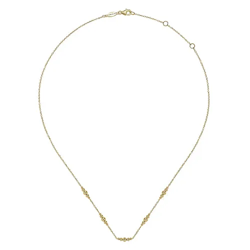 Gabriel & Co | 14K Yellow Gold Graduated Bujukan Beads Station Necklace