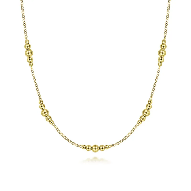 Gabriel & Co | 14K Yellow Gold Graduated Bujukan Beads Station Necklace