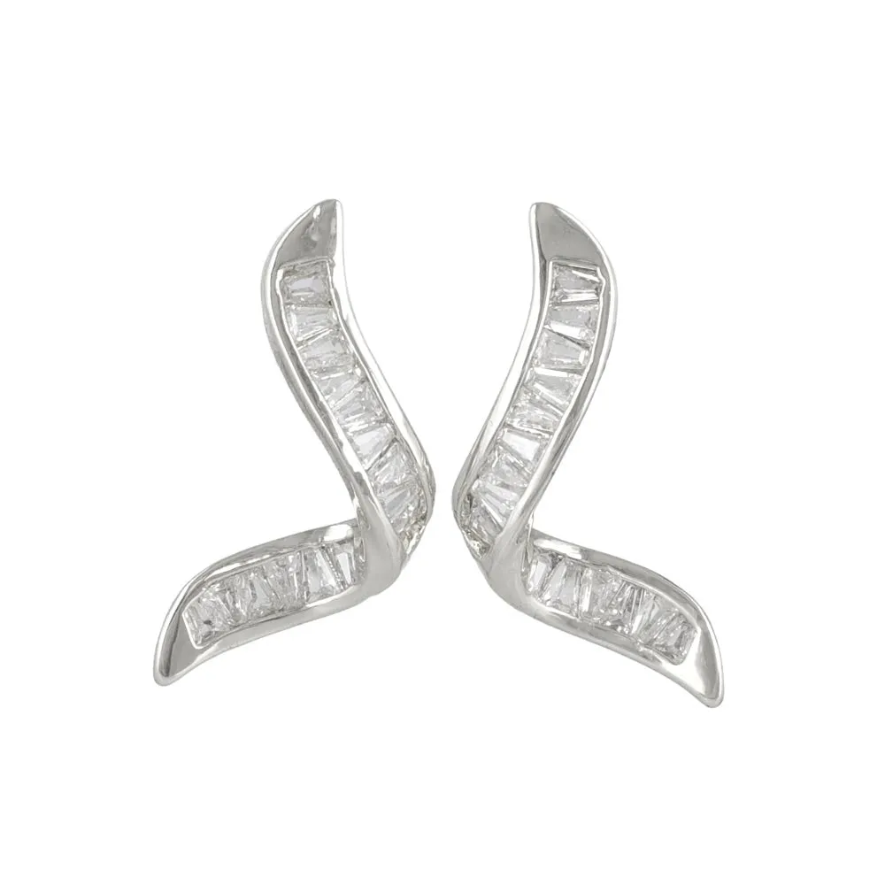Gemmed Wavy Line Earrings