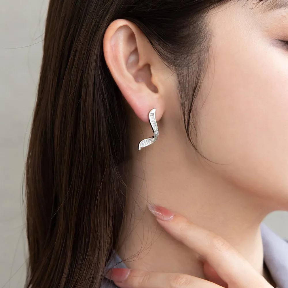 Gemmed Wavy Line Earrings