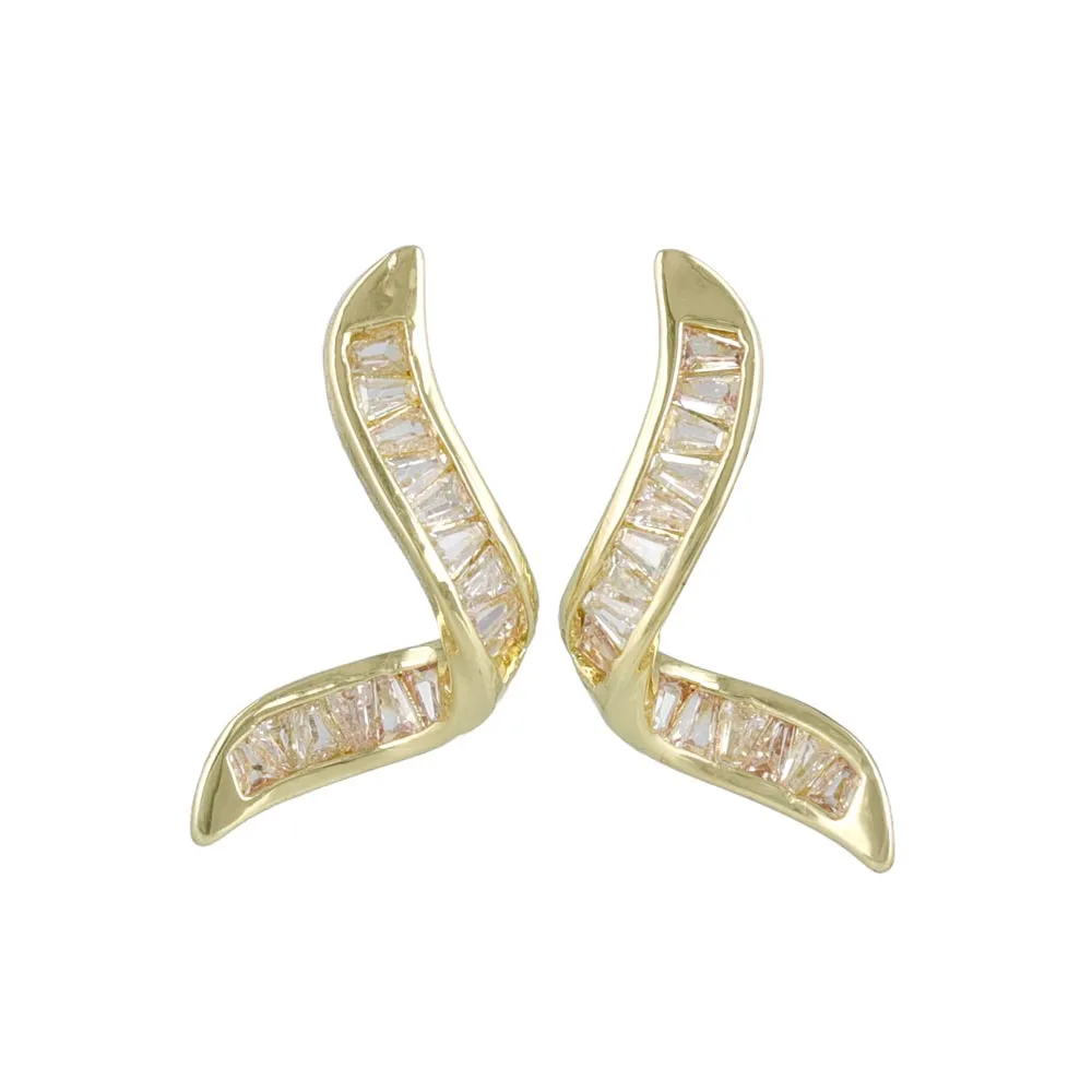 Gemmed Wavy Line Earrings