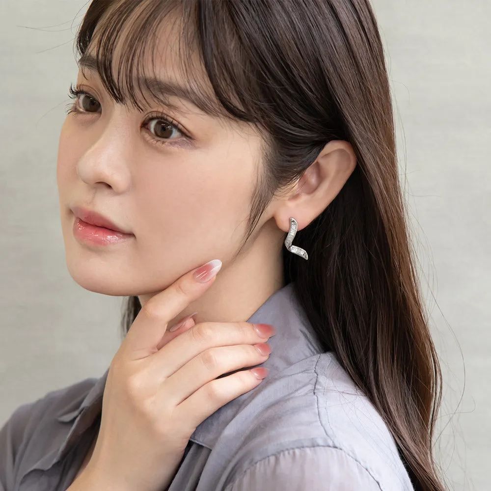 Gemmed Wavy Line Earrings