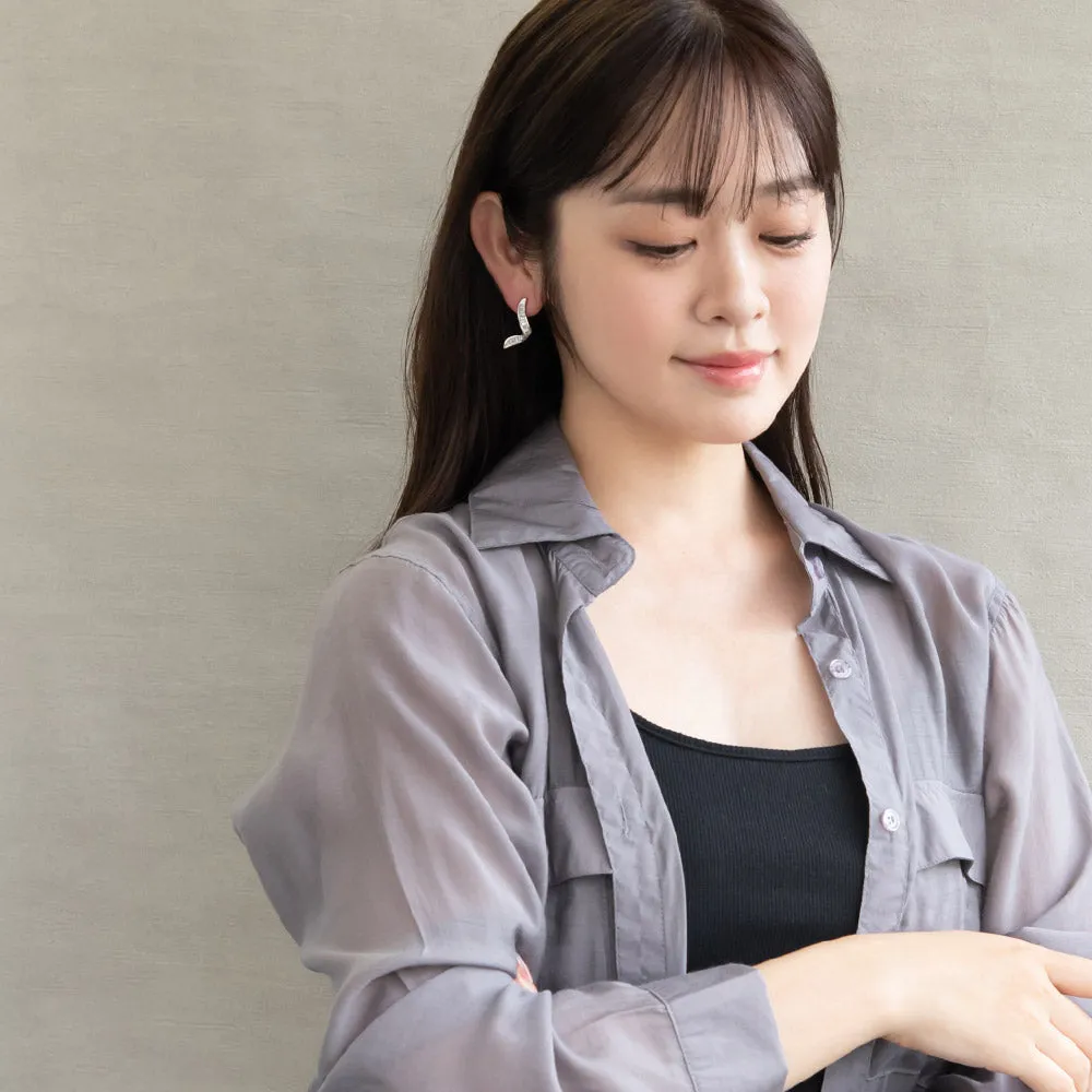 Gemmed Wavy Line Earrings