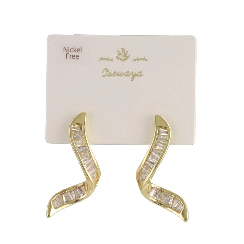 Gemmed Wavy Line Earrings