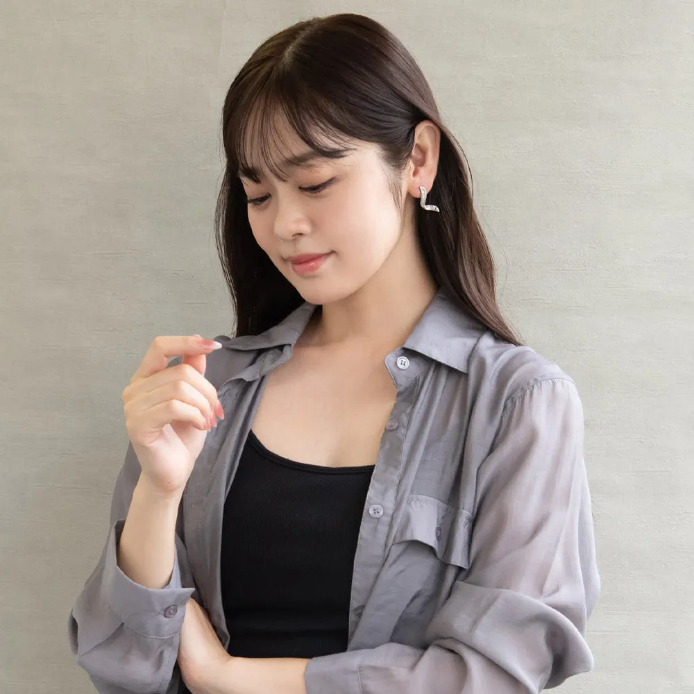 Gemmed Wavy Line Earrings