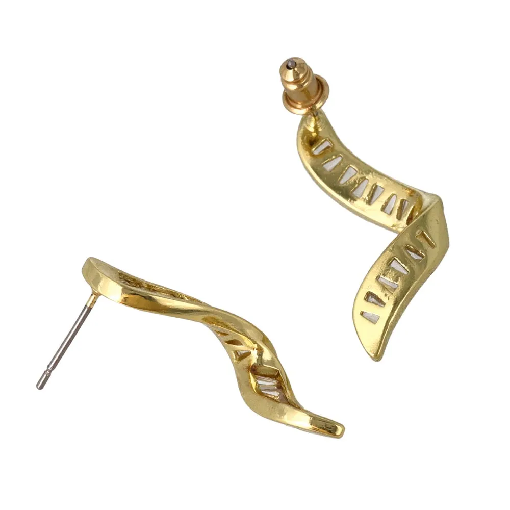Gemmed Wavy Line Earrings