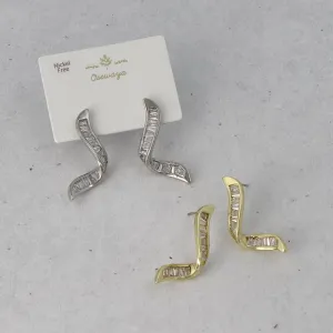 Gemmed Wavy Line Earrings
