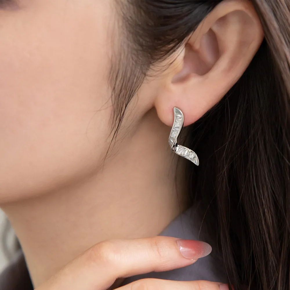 Gemmed Wavy Line Earrings