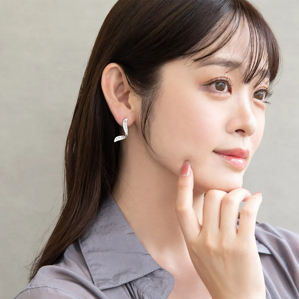 Gemmed Wavy Line Earrings