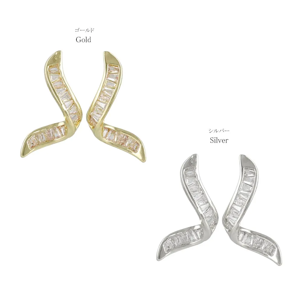 Gemmed Wavy Line Earrings