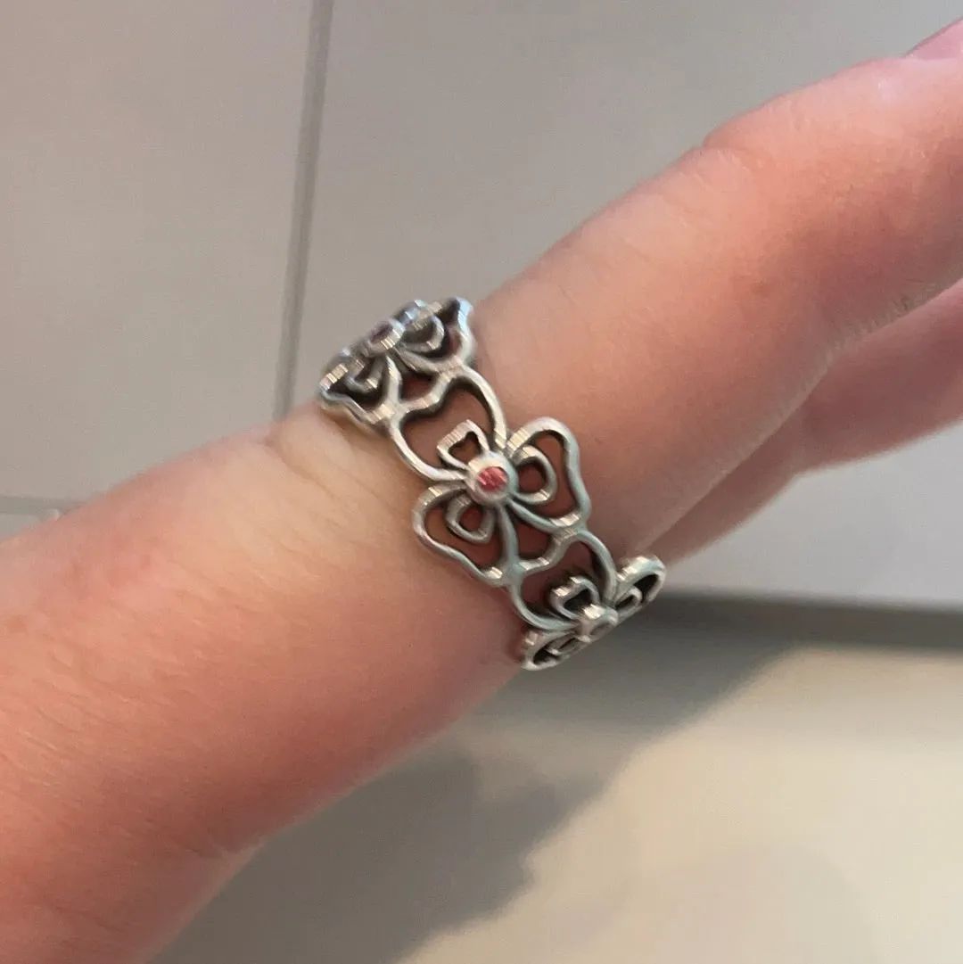 Genuine Pandora Pink Cz Posy Ring Size 57 RARE and HTF