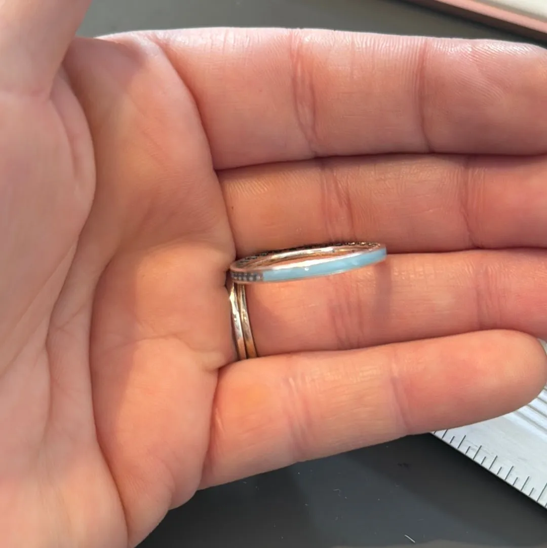 Genuine Pandora Radiant Heart Ring Enamel Cz Baby Blue 54