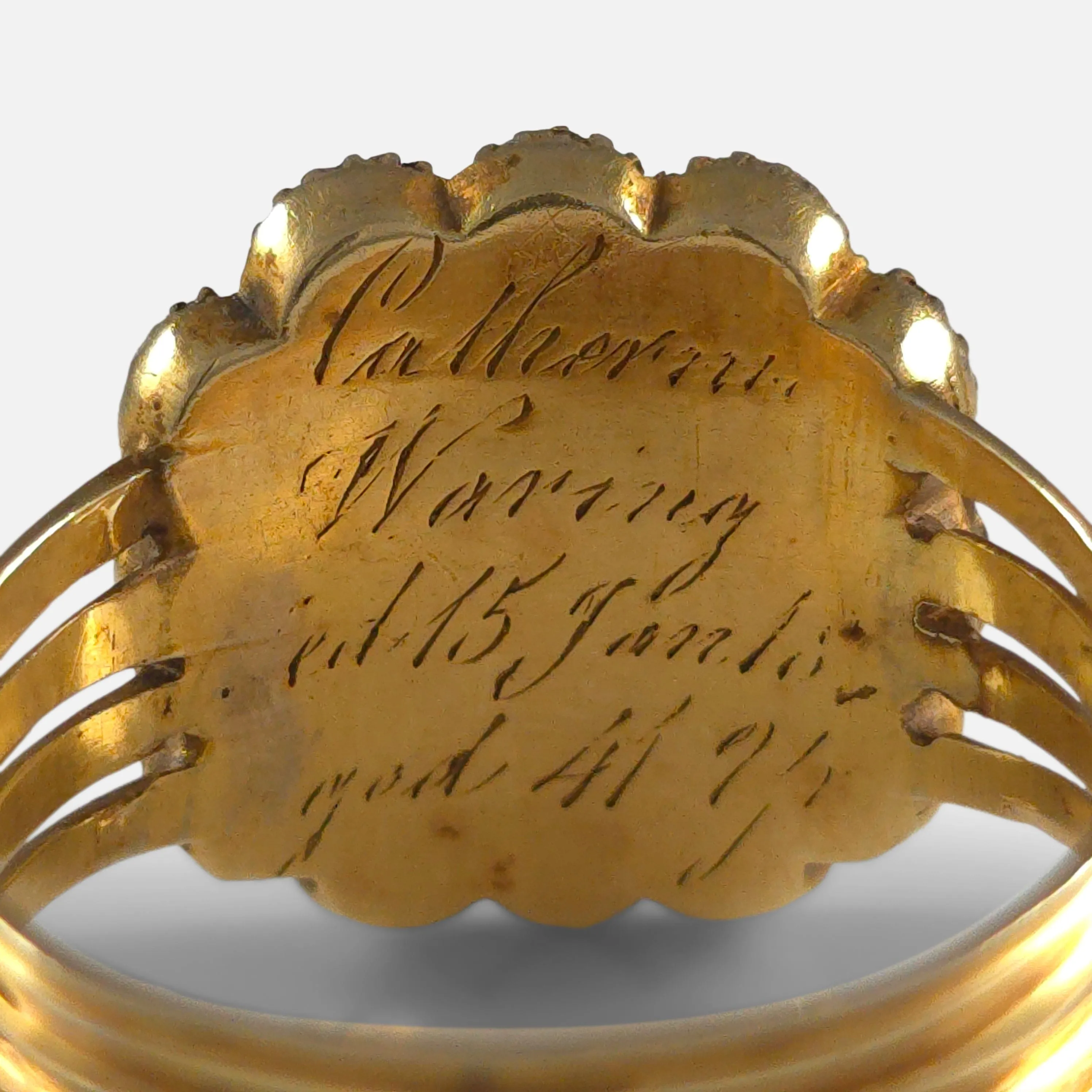 George III 18ct Gold Pearl, and Hair Memorial Ring - Circa 1815