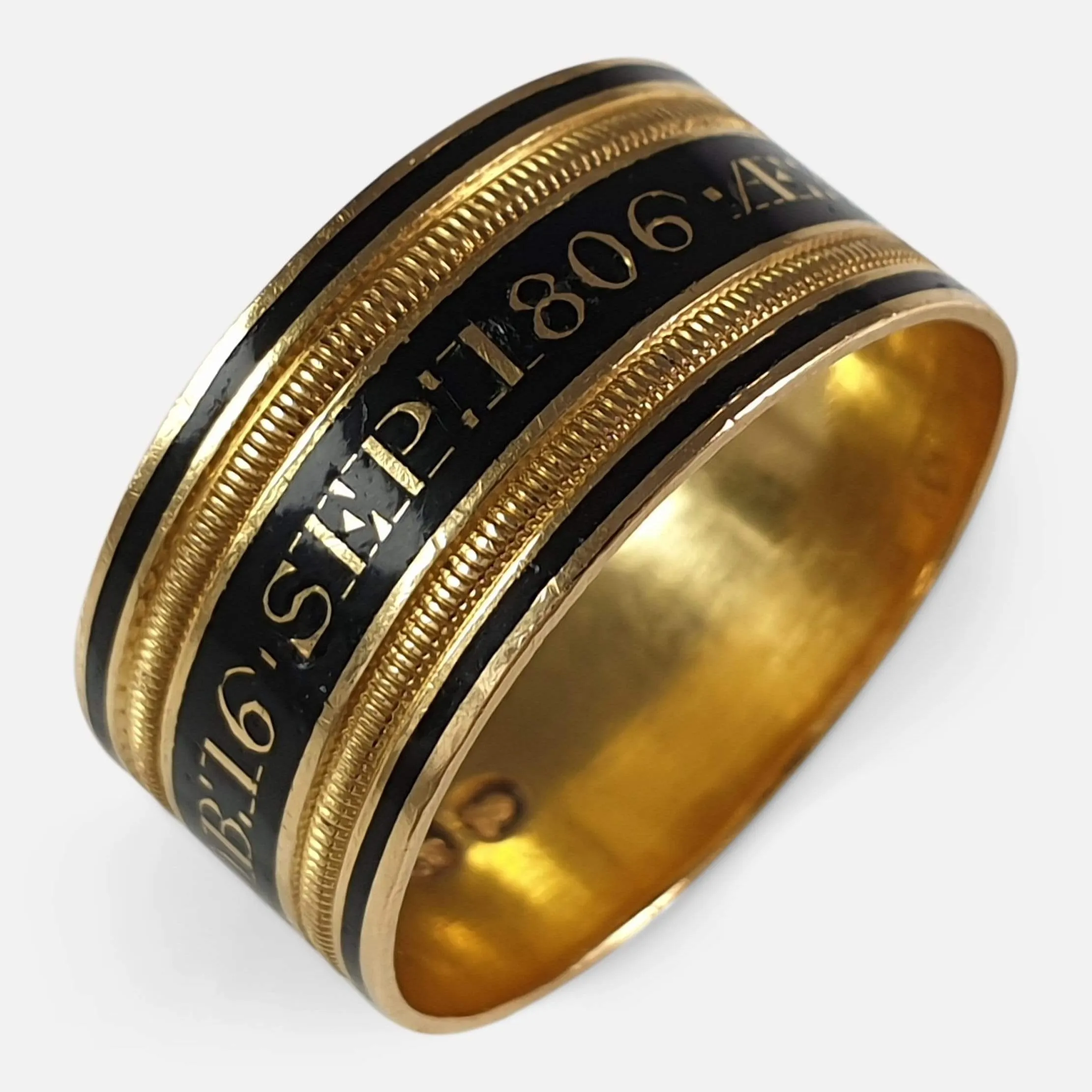 George III 22ct Gold and Enamel Mourning Ring