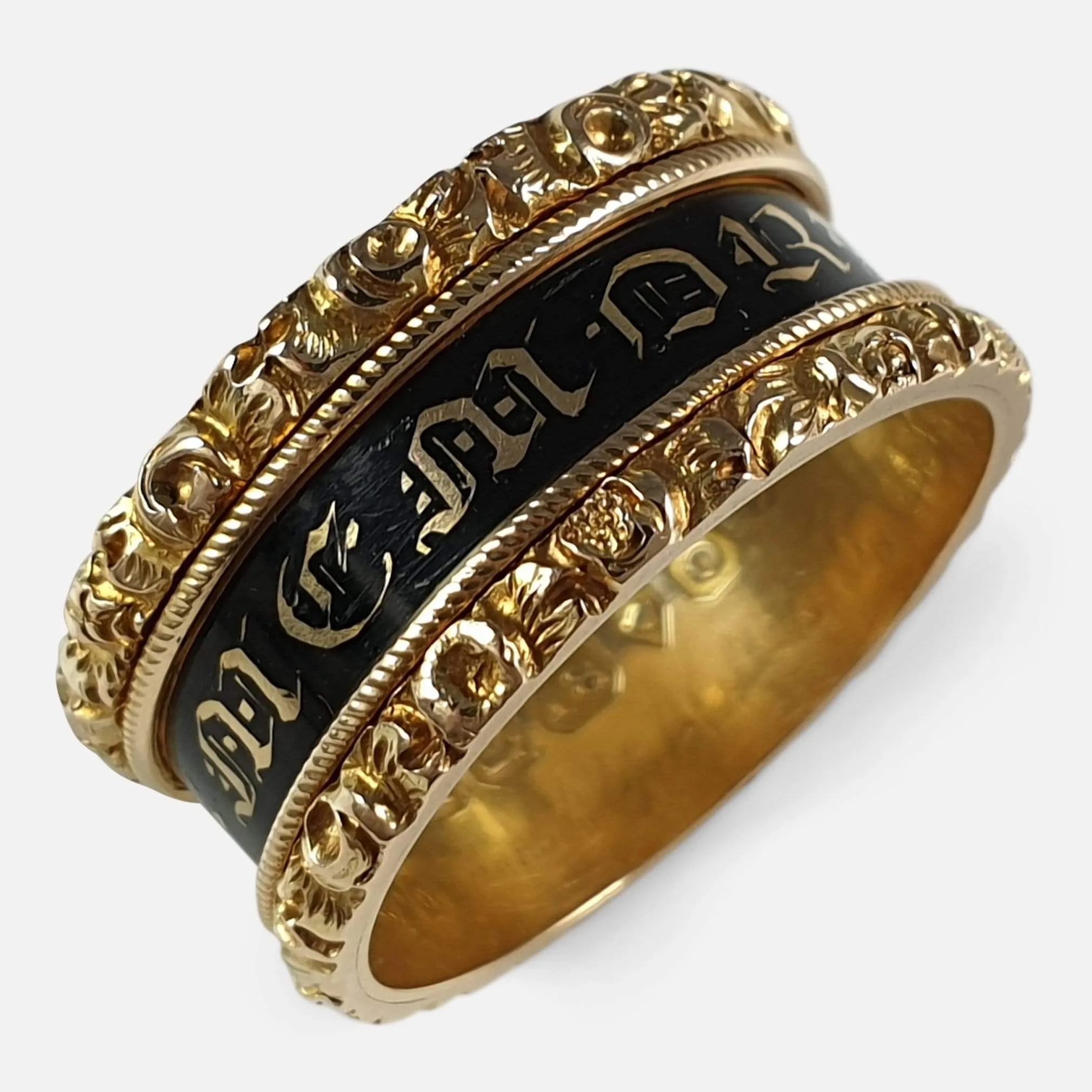 George IV 18ct Gold and Enamel Mourning Ring - 1829