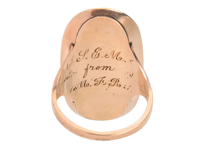 Georgian Memorial Hair & Enamel Locket Ring of 1799