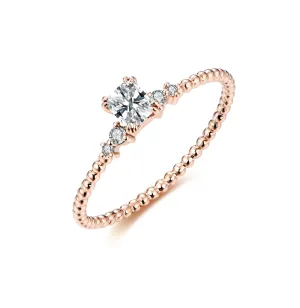 GIA Certified Radiant Dainty Beaded Diamond Ring