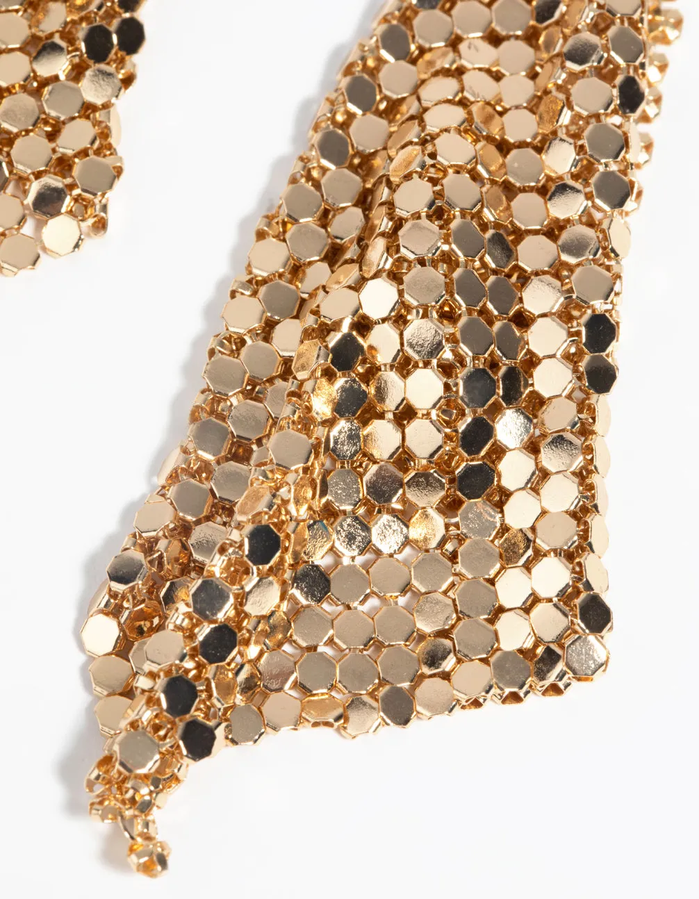 Gold Chain Mail Drop Earrings