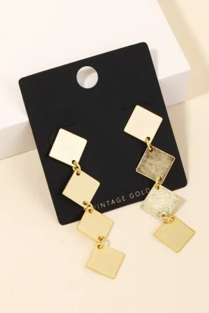 Gold Dipped Square Dangle Earrings