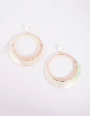 Gold Two Tone Shell Drop Earrings