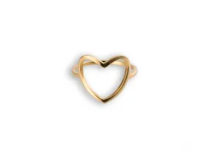 Golden Heart Ring: 18k Gold Open-Heart Design