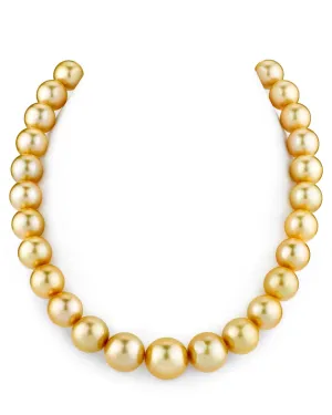 Golden South Sea True Round Pearl Necklace, 12.0-14.0mm - AAA/AAAA Quality