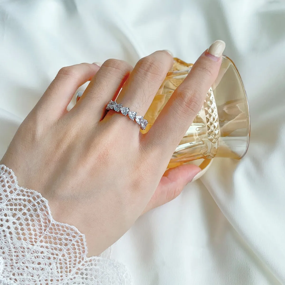 [Goodv]0.25 Carat Radiant Romance Heart Cut Lover Ring