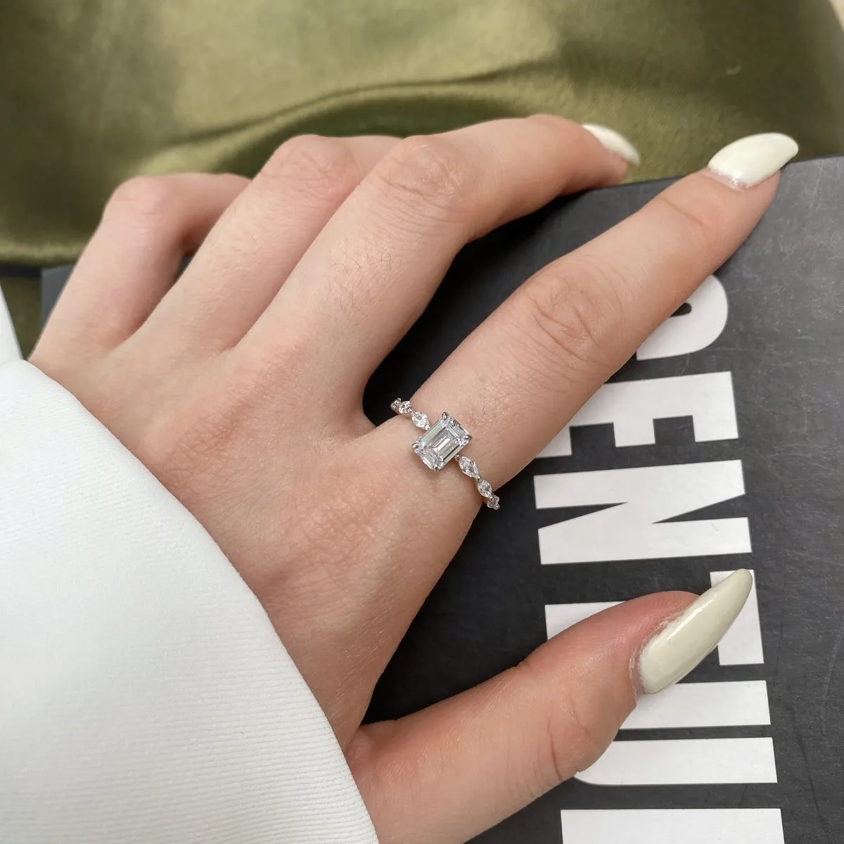 [Goodv]1.0 Carat Dainty Resplendent Radiant Cut Daily Ring