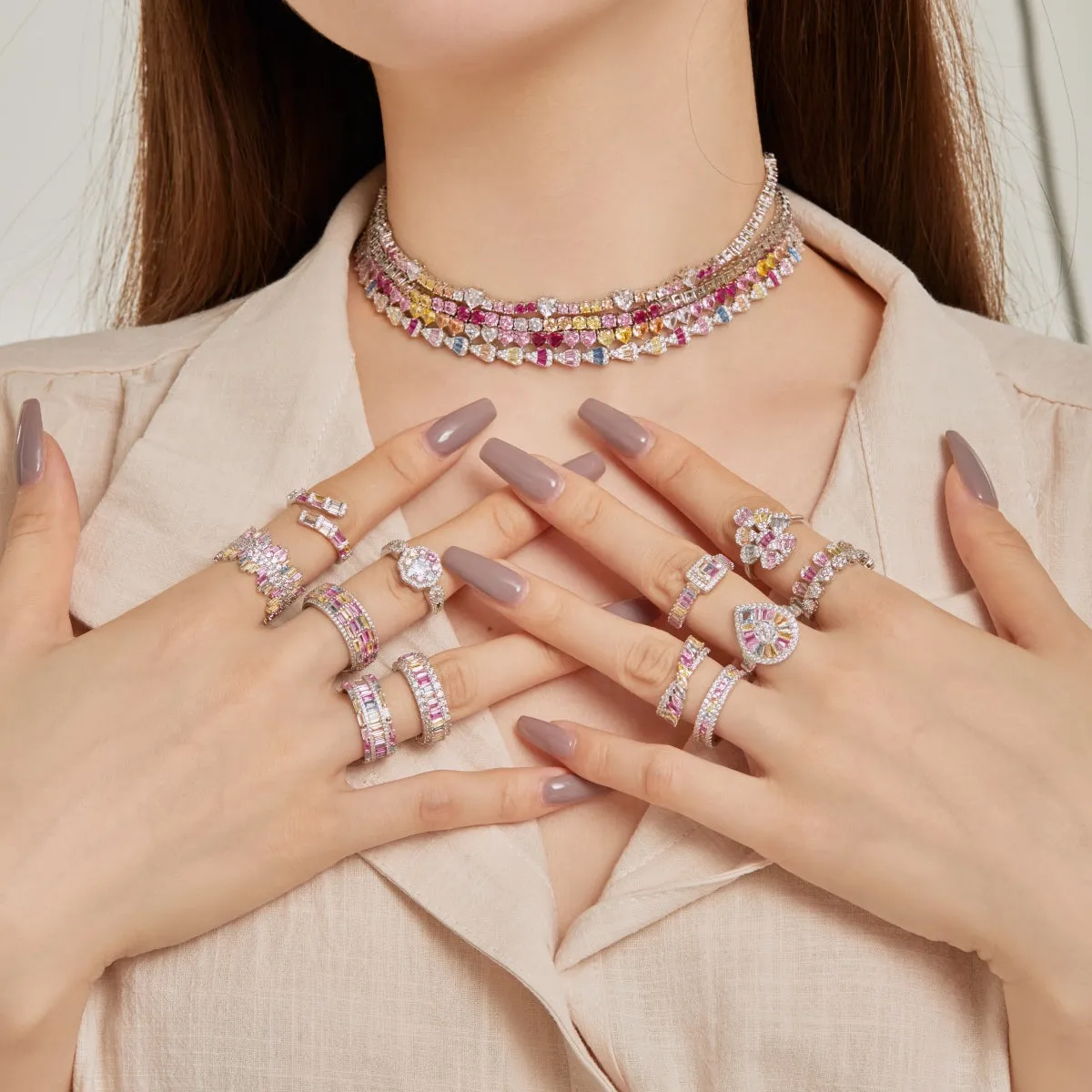 [Goodv]Charming Colorful Radiant Cut Adjustable Daily Ring