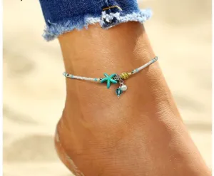 Handmade Sea Star & Shell Anklet