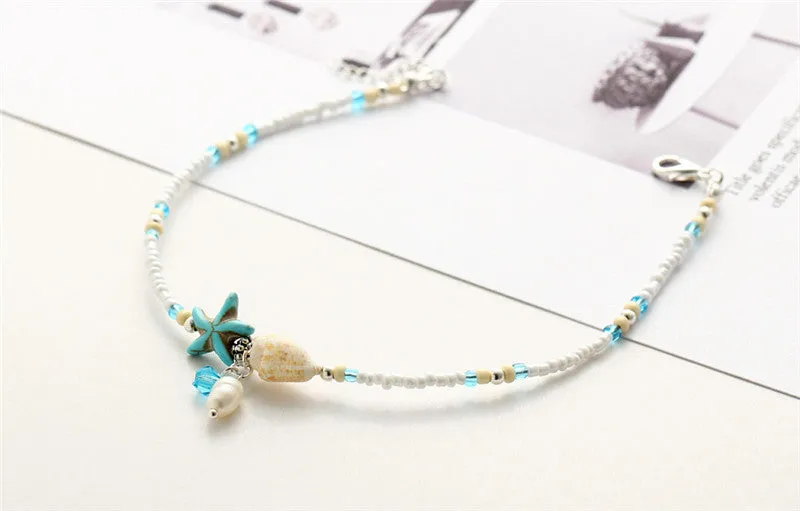 Handmade Sea Star & Shell Anklet