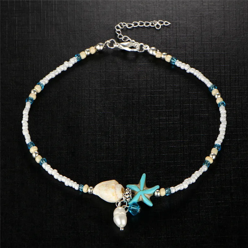 Handmade Sea Star & Shell Anklet